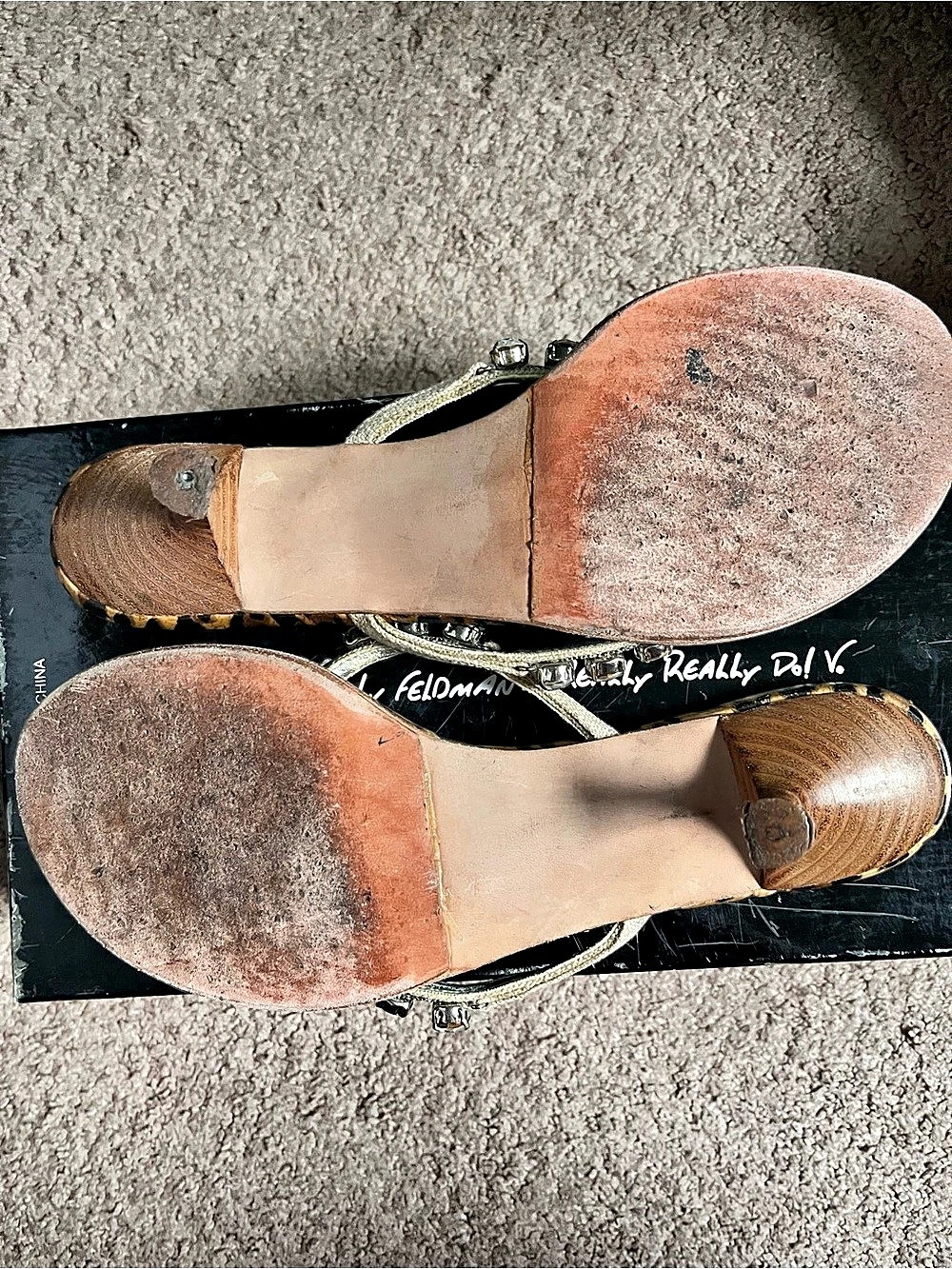 Vintage Beverly Feldman Palm-East Jeweled Tropical Kitten Heels - 8M - Picture 2 of 5